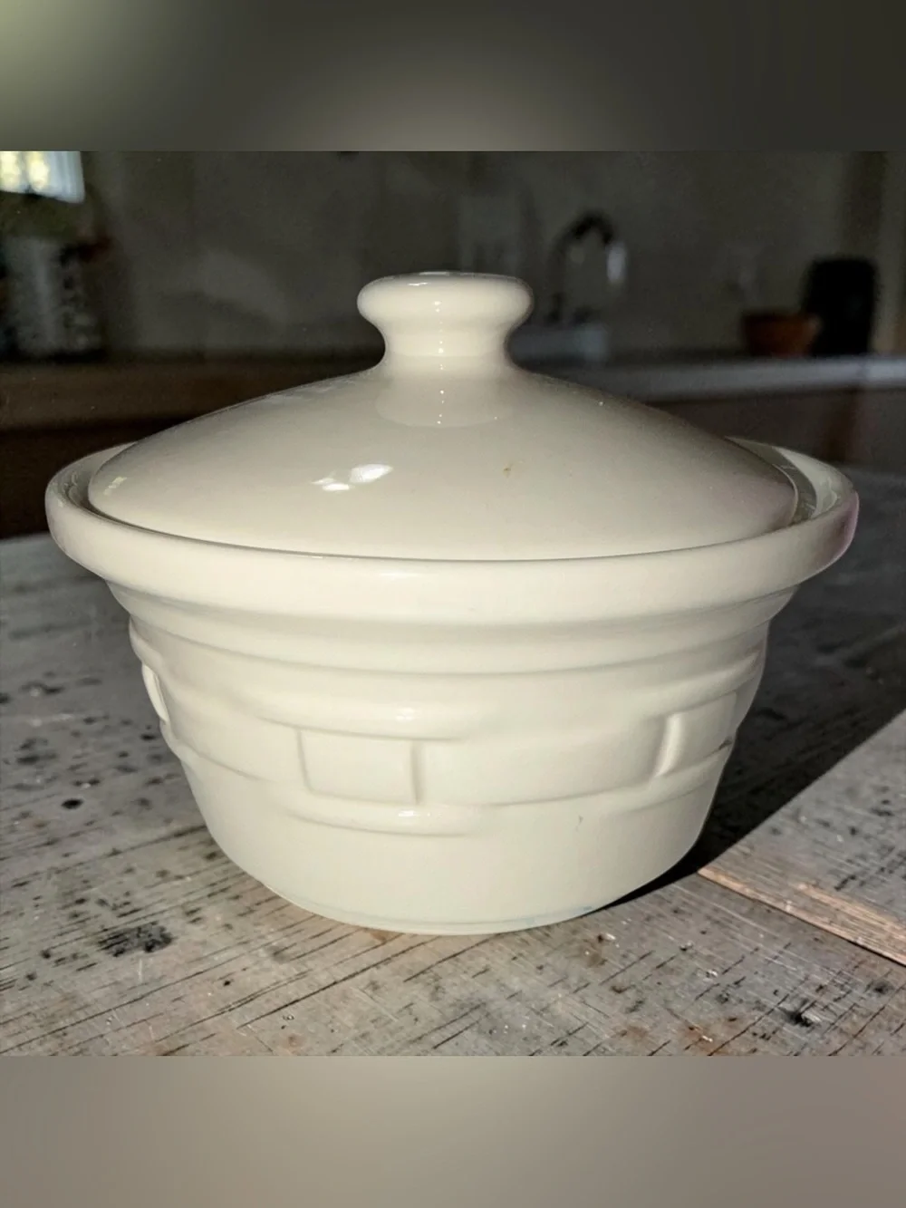Longaberger Ivory Ceramic Lidded Small Serving Bowl